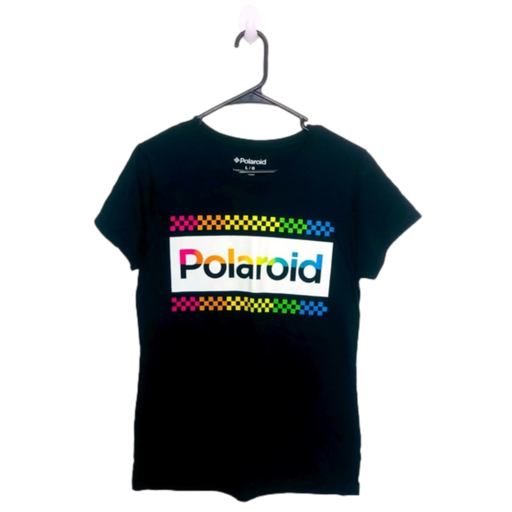 POLAROID Black Graphic Rainbow “Polaroid” T-Shirt